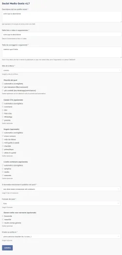 Dashboard con bozze di post social pronte da rifinire