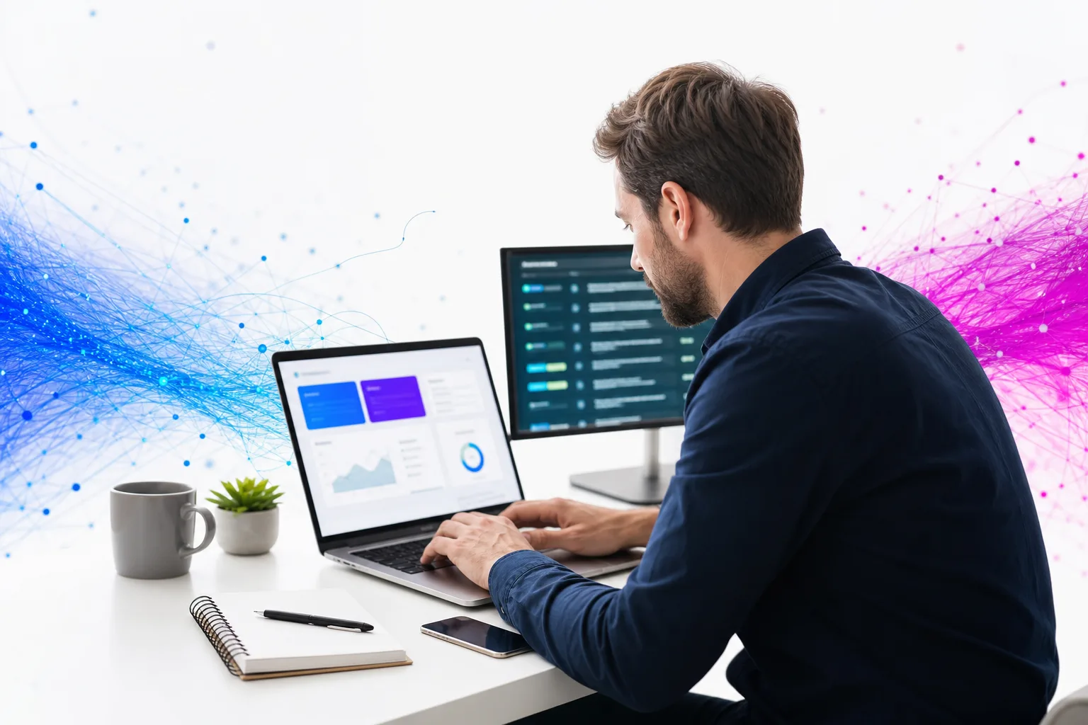 Illustrazione di una pagina web strutturata che rappresenta la preparazione di testi SEO.
